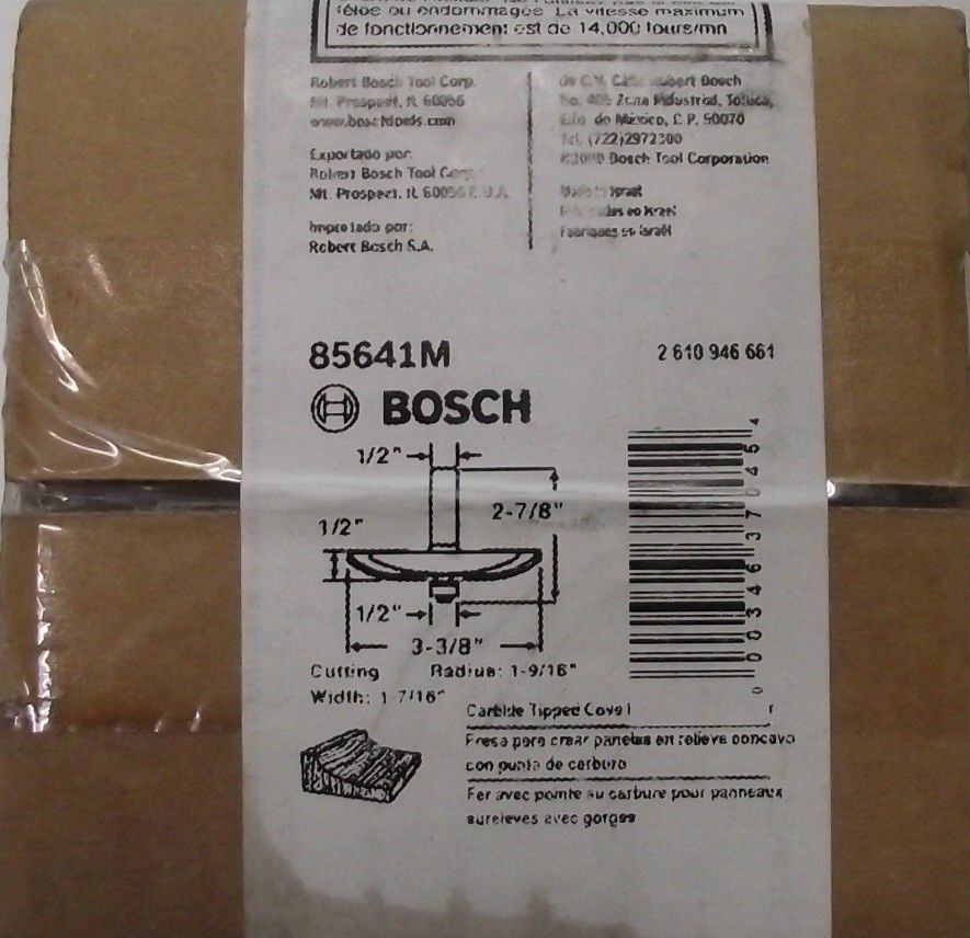 Bosch 85641M 3-3/8" x 1/2" Carbide Tipped Cove Raised Panel Router Bit