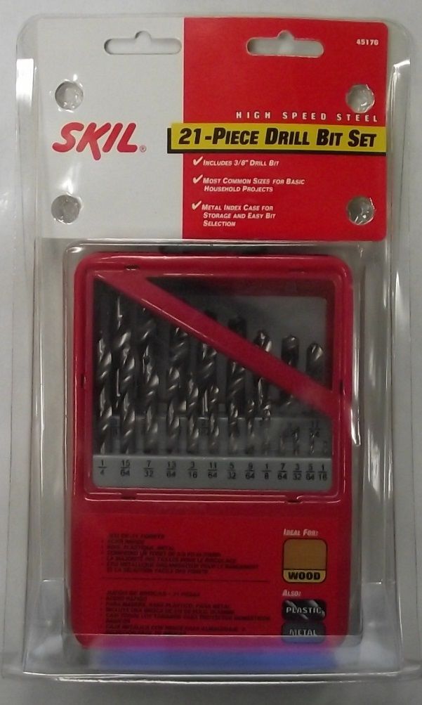 Skil 45176 21 Piece 1/16" to 3/8" Twist High Speed Steel Drill Set