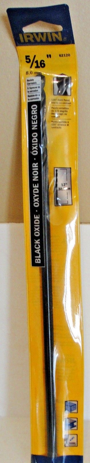 Irwin 62120 5/16" x 12" Black Oxide 135° Split Point Drill Bit