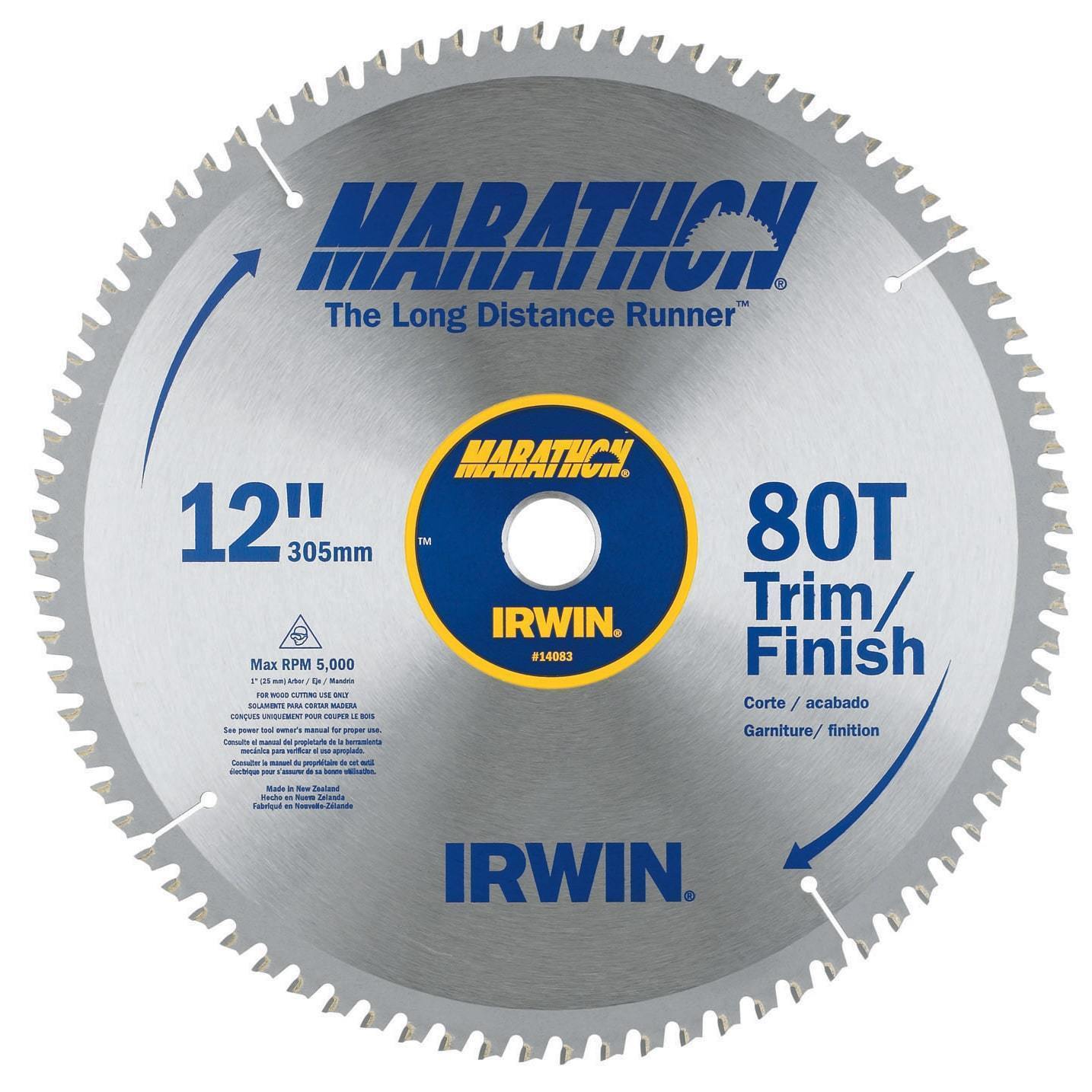 Irwin 14083 12" x 80T Trim / Finish Marathon Miter & Table Saw Blade