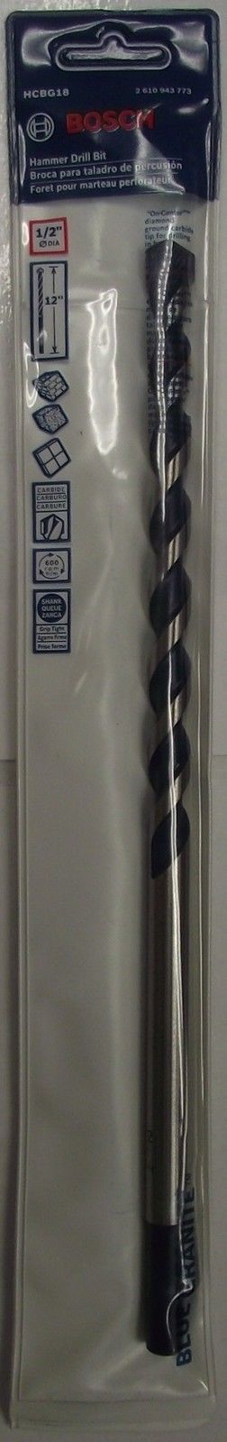 Bosch HCBG18 Carbide 1/2" x 12" Hammer Drill Bit Germany