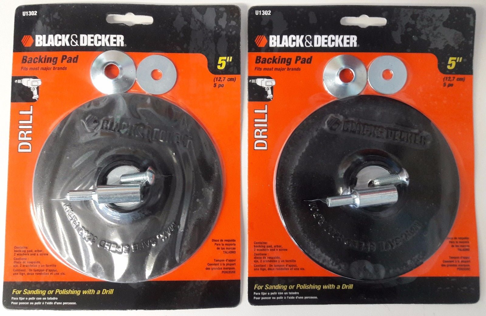 Black & Decker U1302 5" Backing Pad With 1/4" Shank 2PKS
