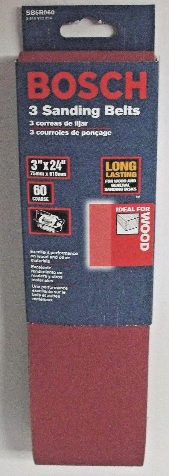 Bosch SB5R060 3" x 24" 60 Coarse Grit Wood Sanding Belts Germany 3 Pack