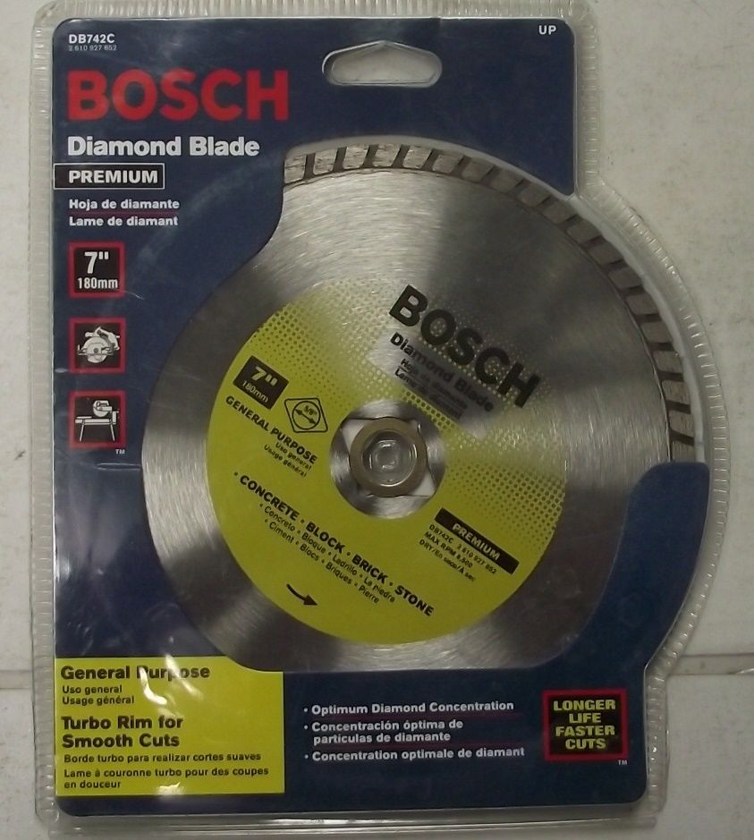 Bosch 7" DB742C Premium Diamond Wet Saw Blade Brick Concrete 5/8" Arbor