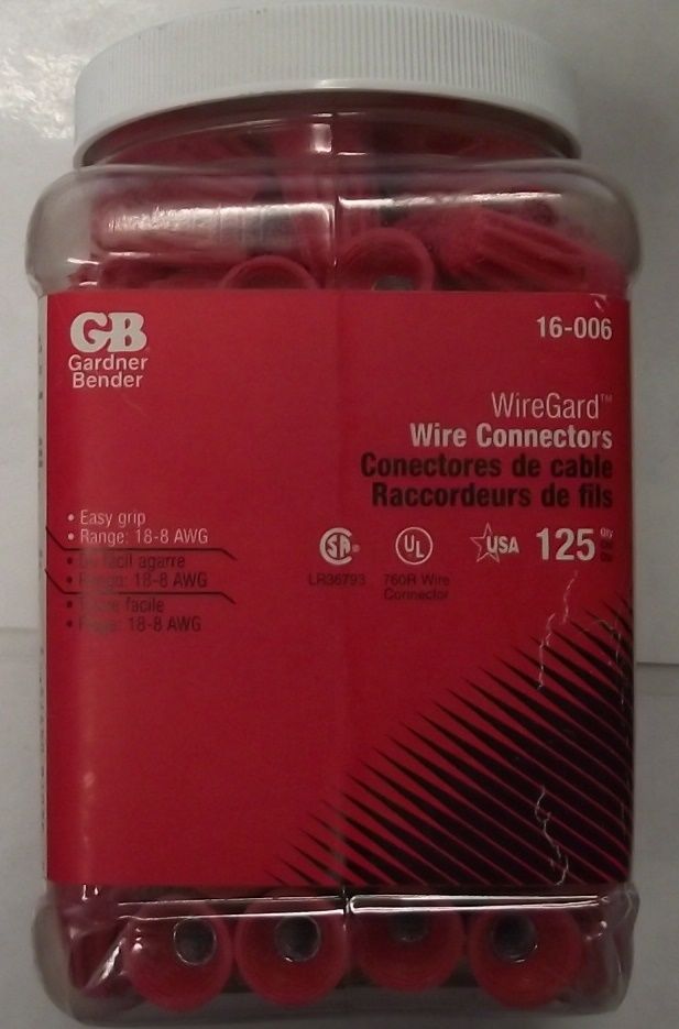 Gardner Bender 16-006 WireGard Red Wire Connector 125 Pack USA
