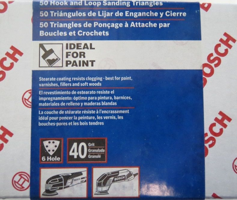Bosch SDTW041 40 Grit Detail Sanding Triangles White, 50-Pack Italy