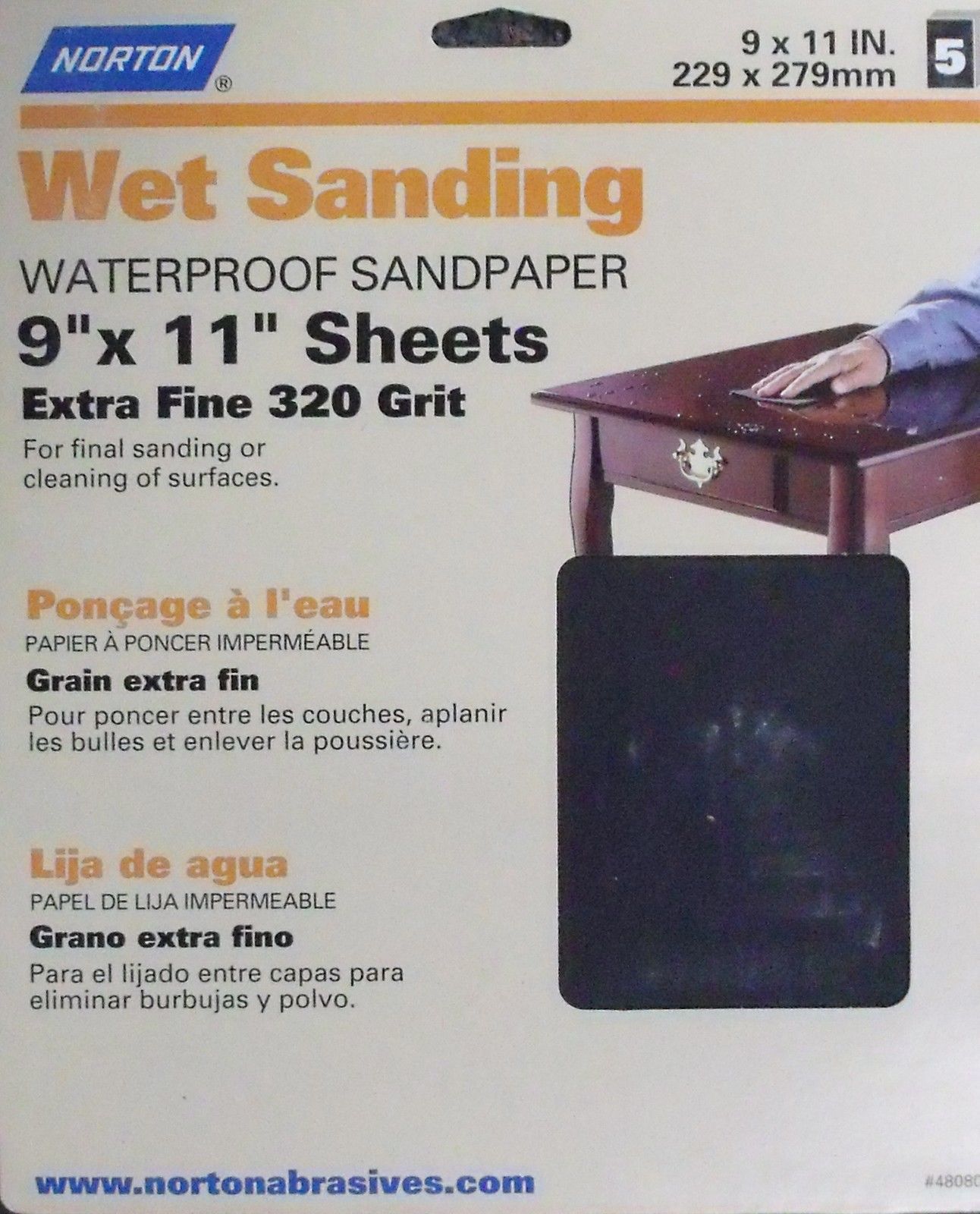 Norton 48080 9" x 11" Extra Fine 320 Grit Wet Sanding Sheets