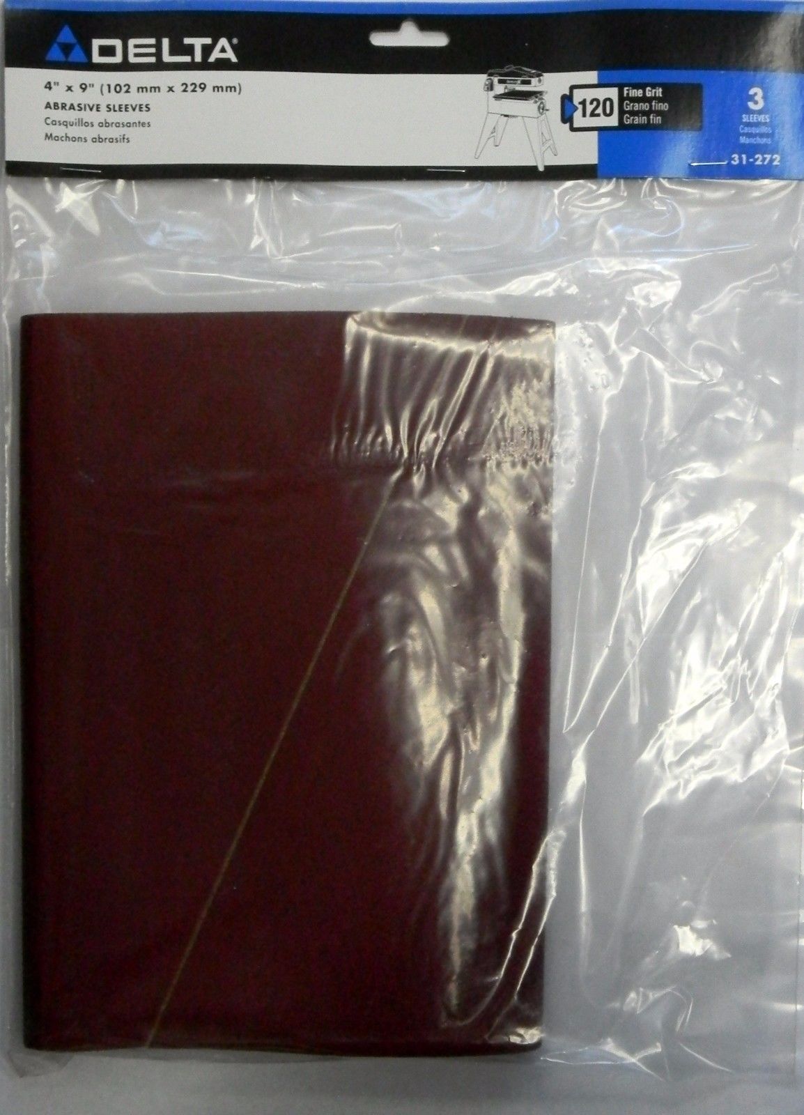 Delta 31-272 4" x 9" AO 120G Drum Sleeves 3-Pack Germany