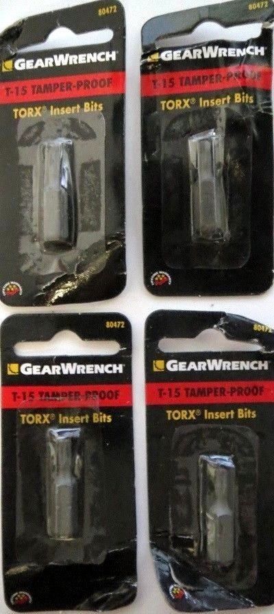 GearWrench 80472 T-15 Tamper Proof Torx Insert Bits 4PKS