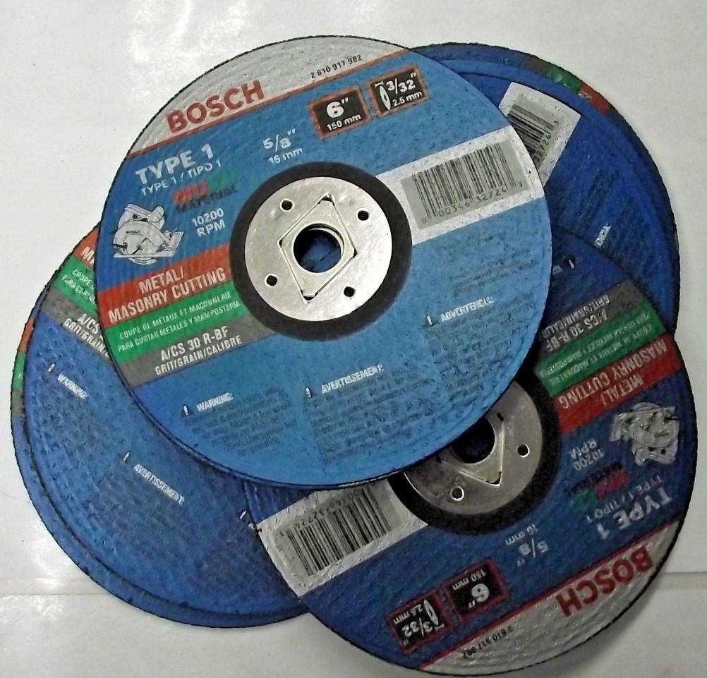 Bosch 2610917982 6" 3/32" Metal & Masonry Cutting Wheels 5/8 Arbor 10PC Germany