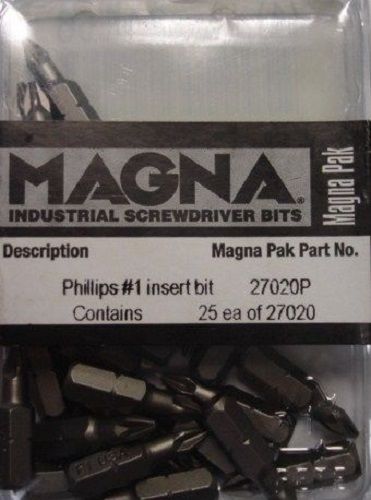 Magna 3AE56 #1 Phillips Insert Bits Screw Tips 25pk USA