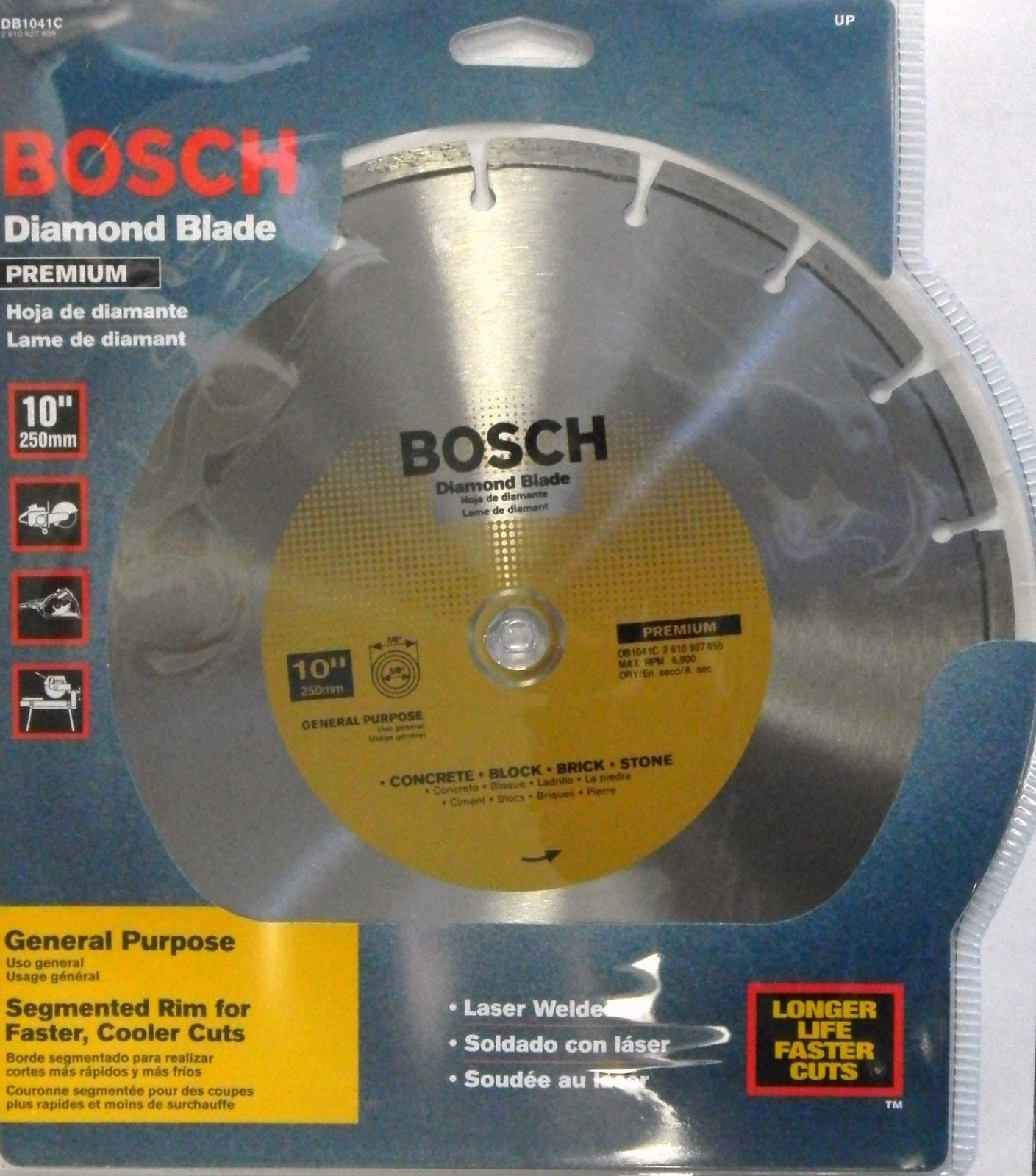 Bosch DB1041C 10" Premium Plus Diamond Saw Blade 7/8" & 5/8" Arbor