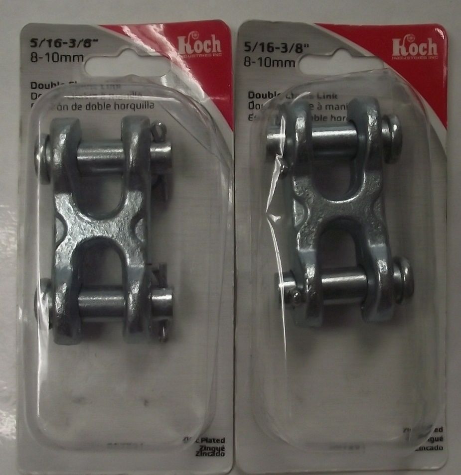 Koch Industries 097291 Double Clevis Link 3/8" Zinc Plated Finish 2pcs