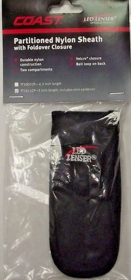 Coast LED Lenser 2011 5" Length Partitioned Nylon Flashlight Sheath w/ Carabiner