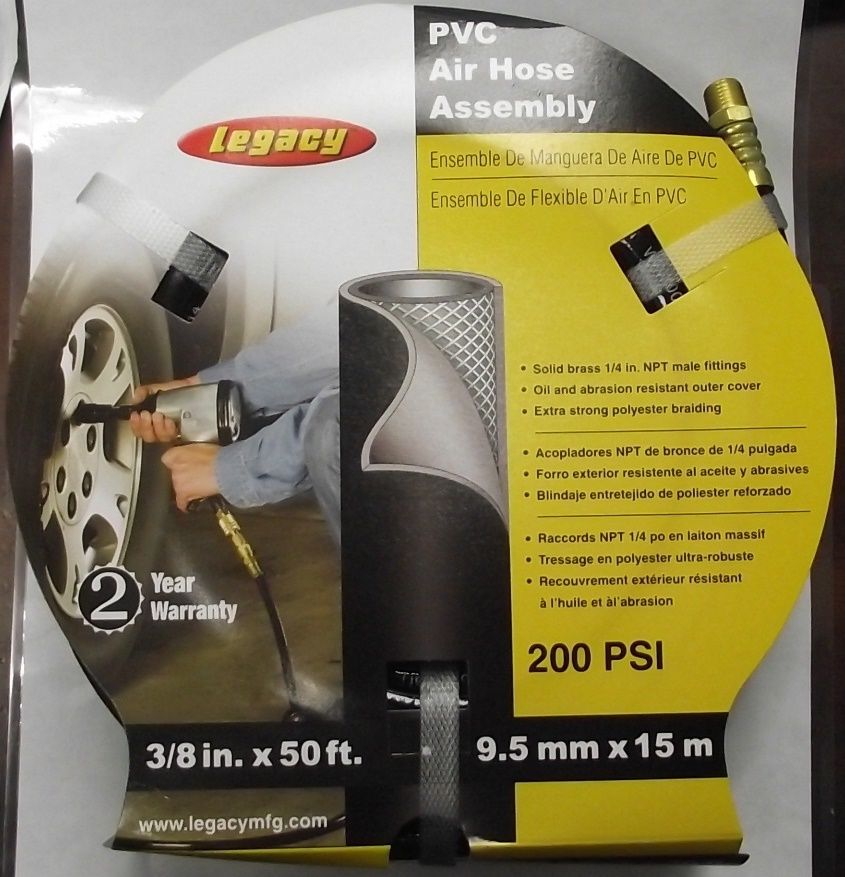 Legacy HL23850BK2-A10 3/8" x 50' PVC Air Hose Black