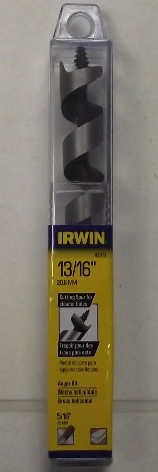 Irwin 49913 13/16" x 7-1/2" Auger Bit 5/16" Hex Shank