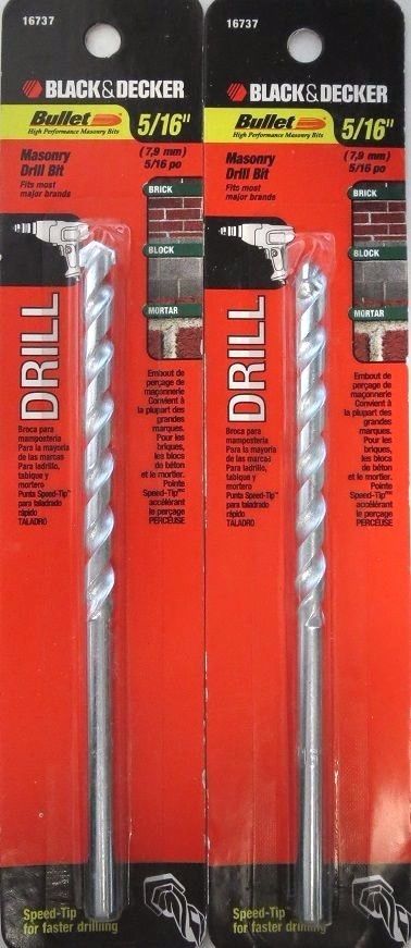 Black & Decker 16737 5/16" Masonry Drill Bit 2 Packs