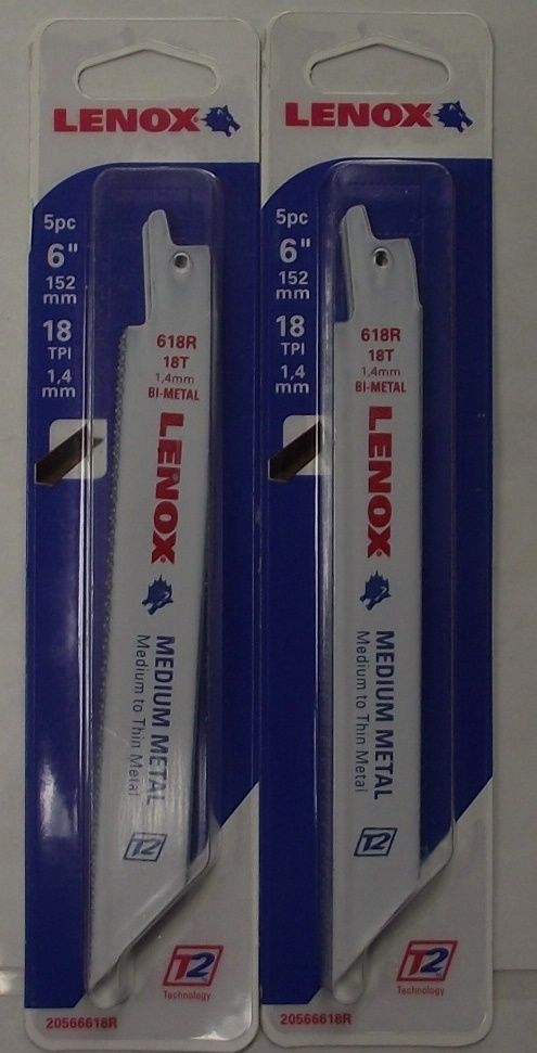 Lenox 20566618R 6" x 18 TPI Recip Saw Blades For Med Metal (2-5pk) 10 Blades USA