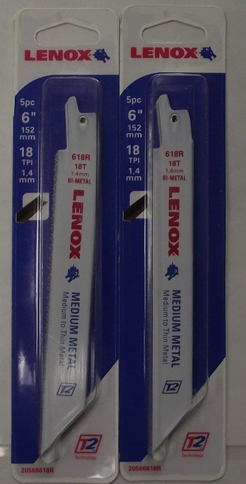 Lenox 20566618R 6" x 18 TPI Recip Saw Blades For Med Metal (2-5pk) 10 Blades USA