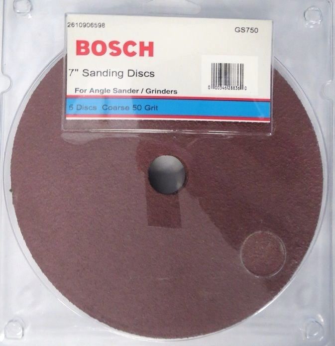 Bosch GS750 7-Inch AO Fiber Resin Sanding Disc 50 Grit 5-pack