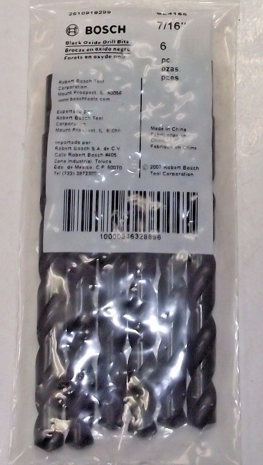 Bosch BL4155 7/16" Black Oxide Drill Bits Reduced Shank 6PCS