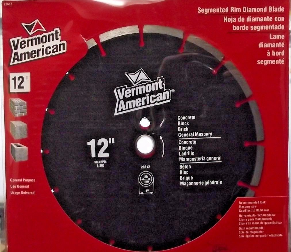Vermont American 28612 12" General Purpose Segmented Rim Diamond Blade