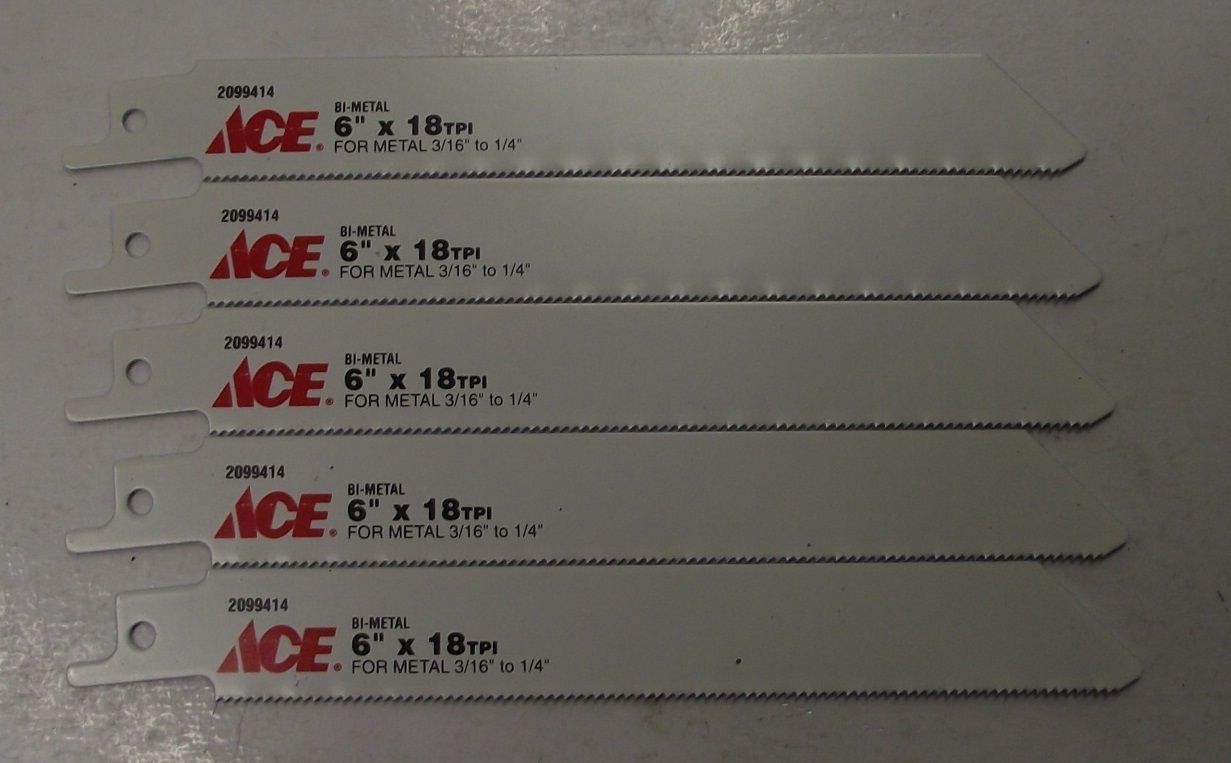 Ace 2099414 6" x 18 TPI Bi-Metal Recip Blades 5pcs. Swiss