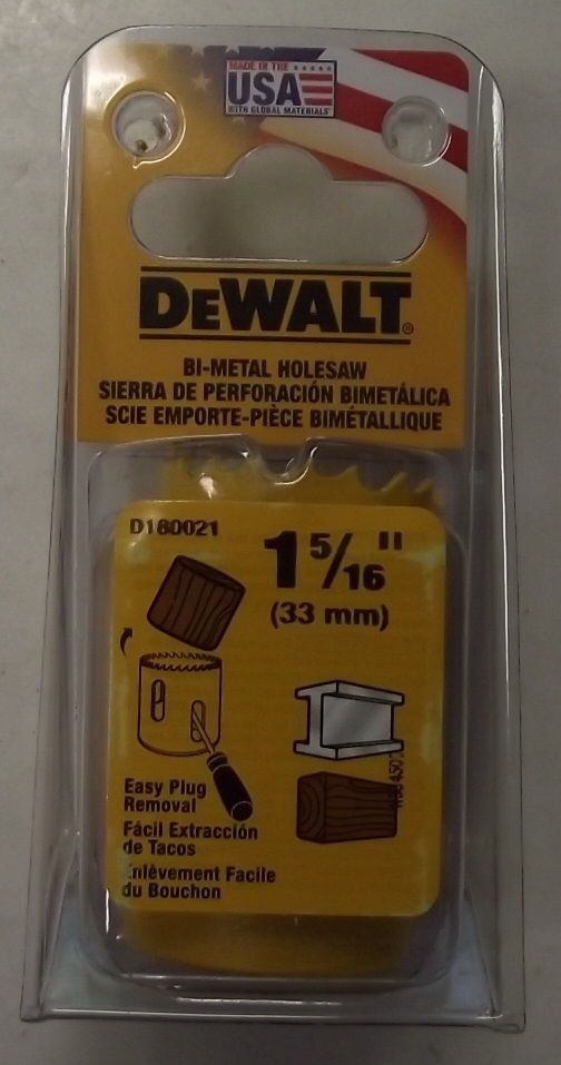 DEWALT D180021 1-5/16" Bi-Metal Hole Saw USA