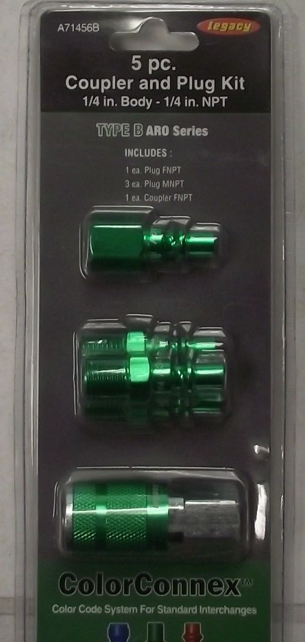 LEGACY A71456B-BG 5pc TYPE B ARO Series Coupler/Plug Kit NPT 1/4 Steel/Aluminum
