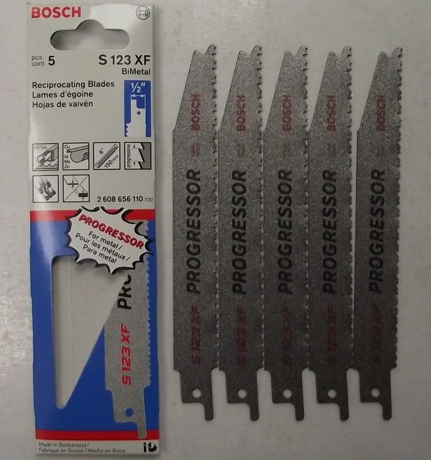 Bosch S123XF Progressor Recip Saw Blade's for Metal Plate 5pcs. Swiss
