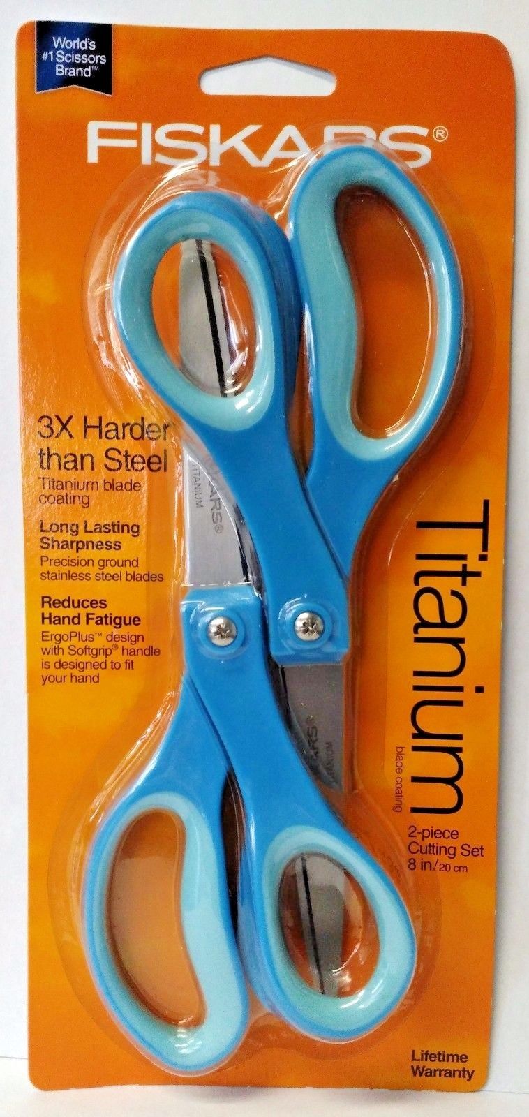 Fiskars 154090-1004 8" Everyday Titanium Scissors 2 Pack (RANDOM COLORS)