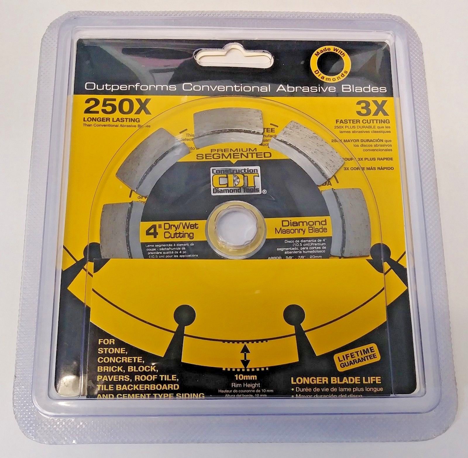 CDT 91404020 4" Premium Segmented Dry / Wet Cutting Diamond Masonry Blade