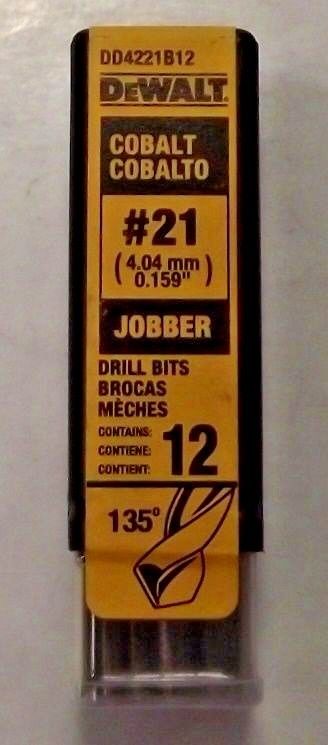 DeWalt DD4221B12 #21 Wire Cobalt Jobber Drill Bits 12 Pack Germany