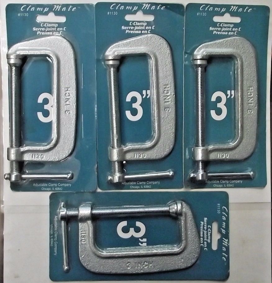 Pony Adjustable Clamp 1130 3" C-clamp Hobby & Crafts (4 Packs)