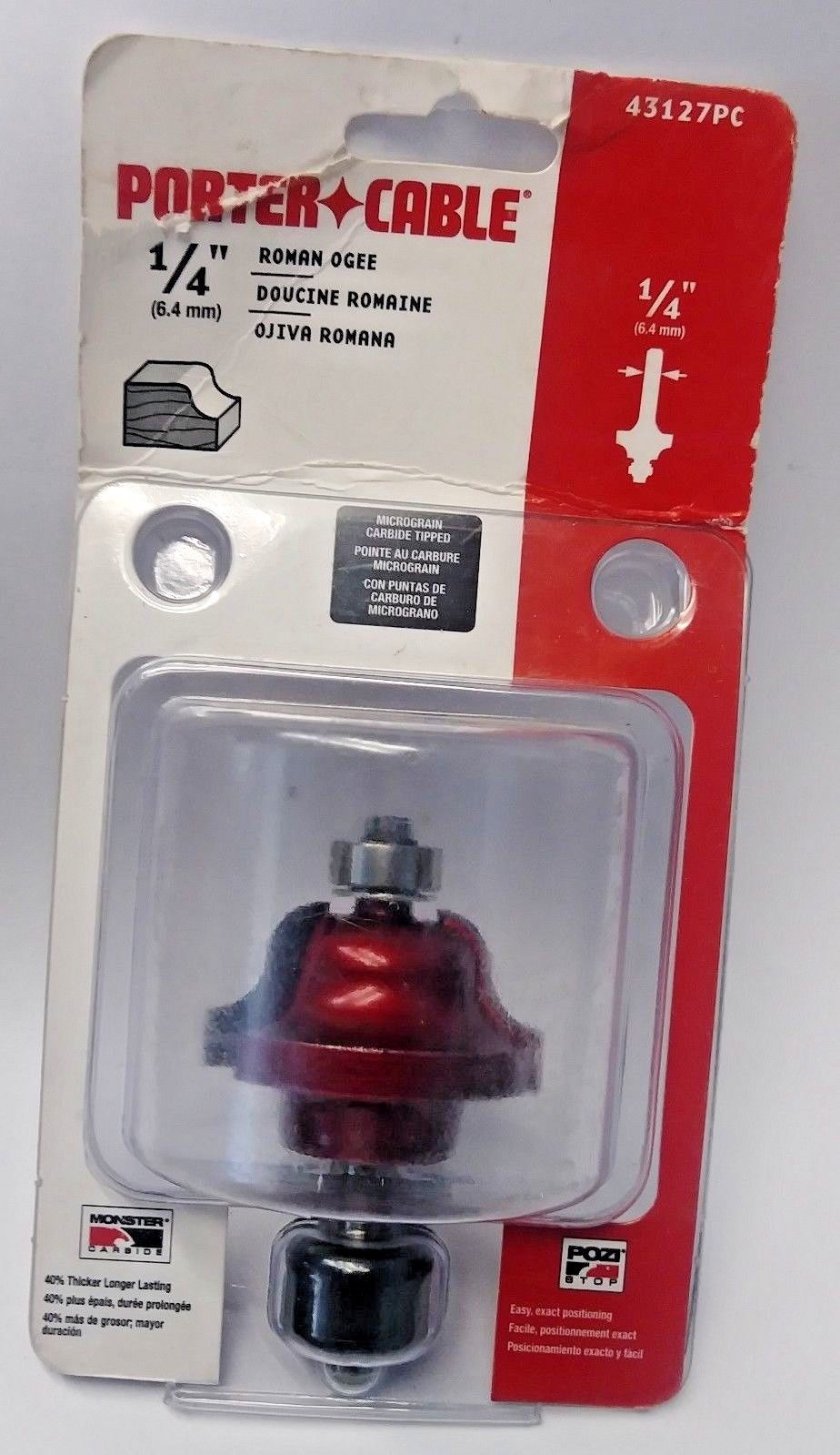 Porter Cable 43127PC 1/4" Roman Ogee Carbide Tipped Router Bit 2 Flute USA