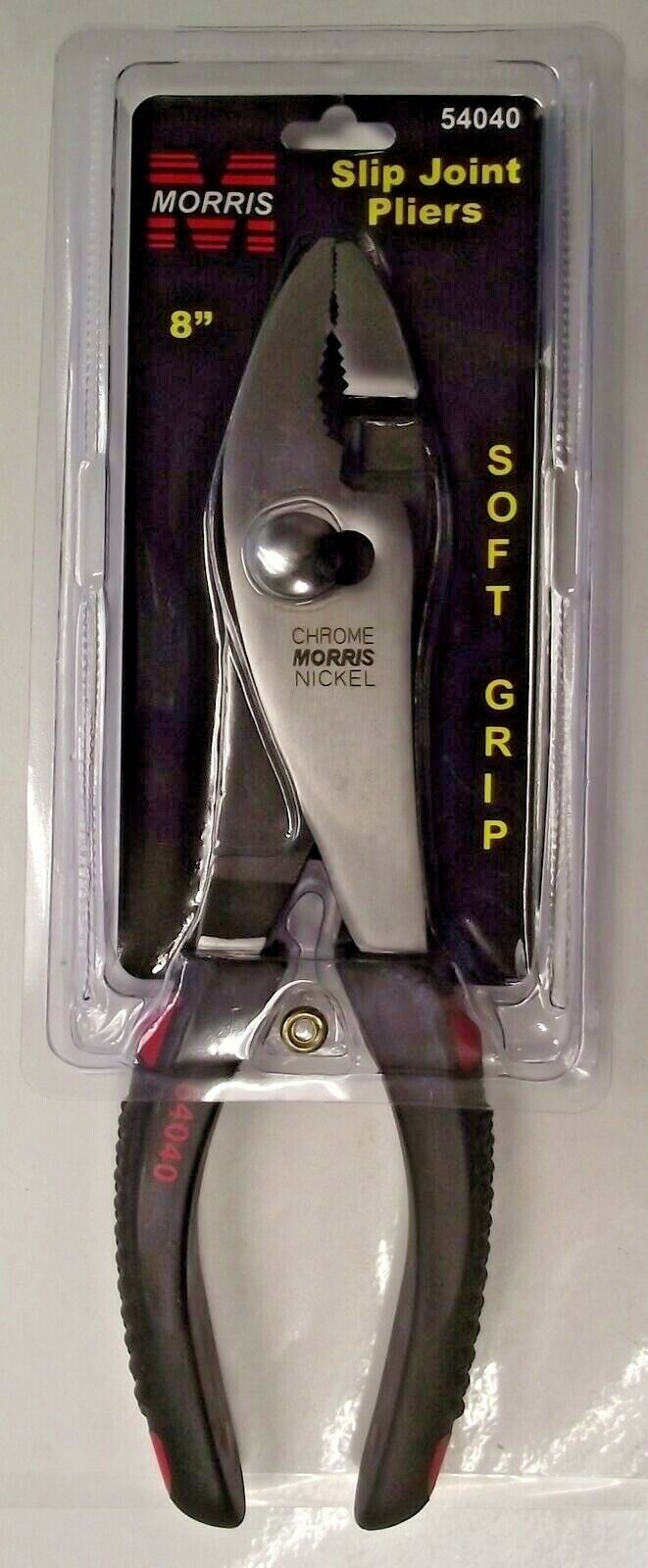 Morris Products 54040 8" High Leverage Cushion Grip Ergonomic Slip Joint Pliers