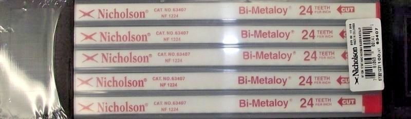 Nicholson 63407 Bi-Metaloy Hacksaw Blades Heavy Duty 12" x 24 Teeth 100pcs.