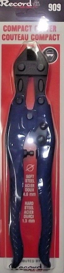 Record Irwin Compact Cutter Pliers 909 For Steel 9" Hard Steel 1.5mm Soft 4mm
