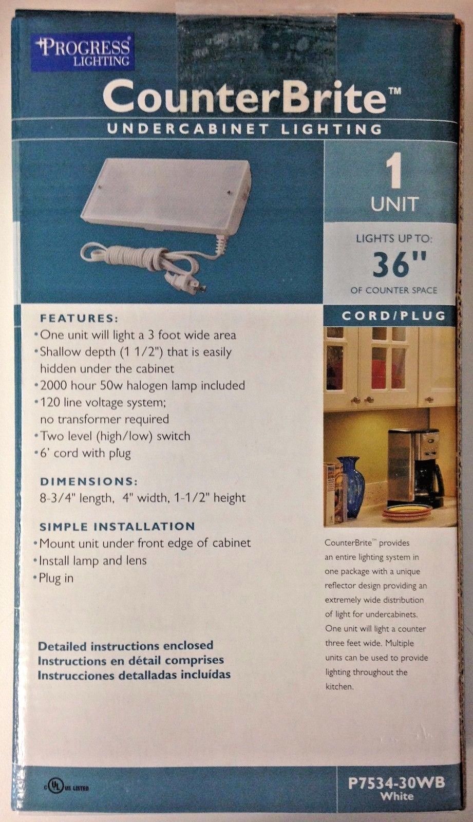 Progress Lighting P7534-30WB Undercounter Halogen Lights 1 Unit