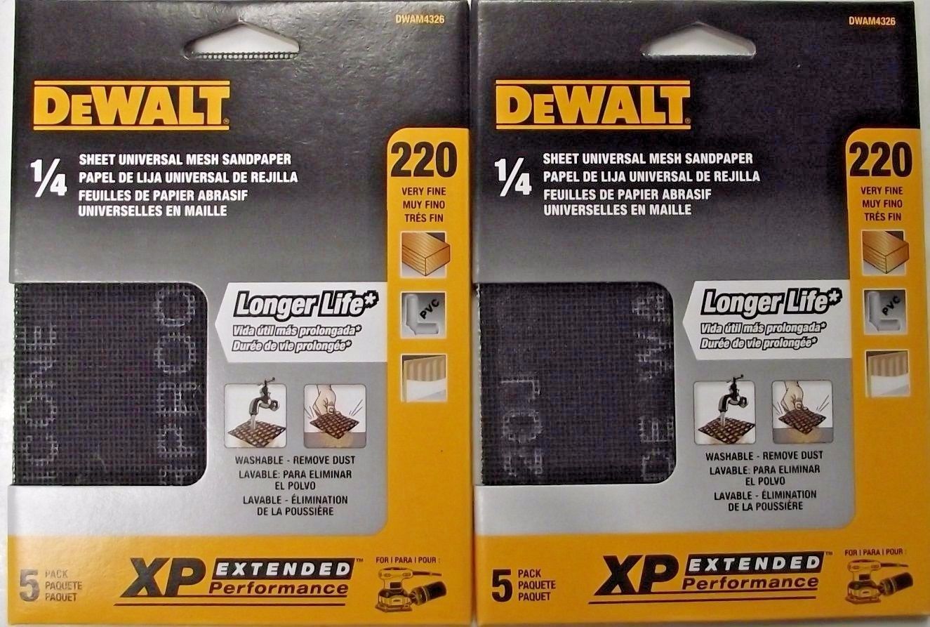 DEWALT DWAM4326 220 Grit 1/4 Sheet Mesh Sandpaper 2-5pks. (10 Sheets)
