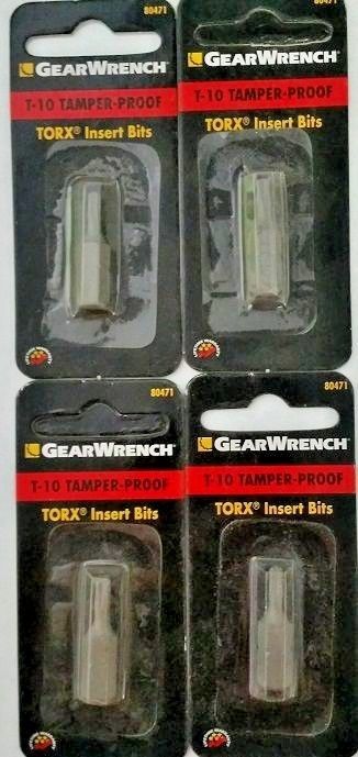 Gearwrench 80471 T10 Tamper Proof Torx Bit 4 PCS