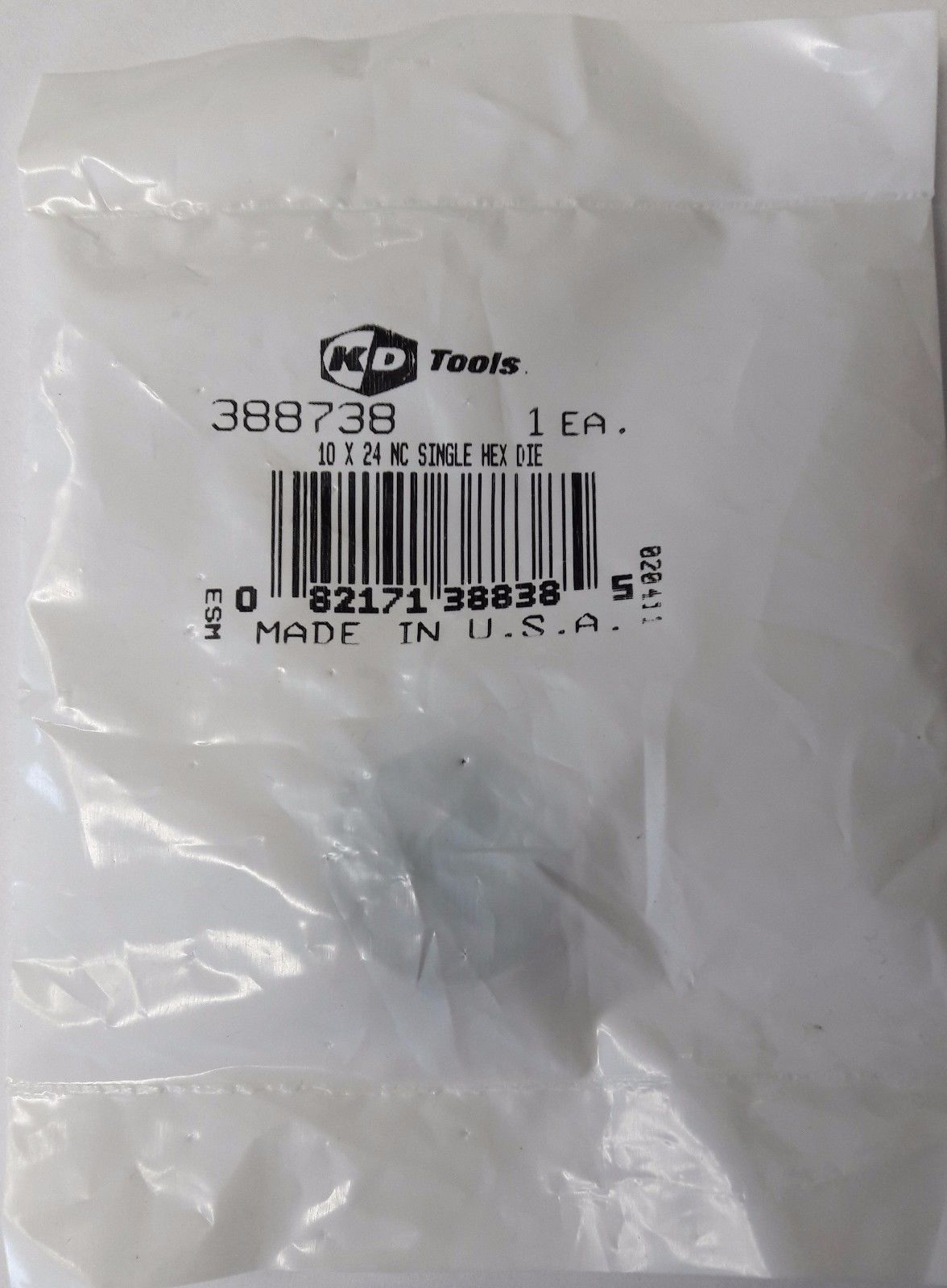 KD Tools 388738 10 x 24 NC Single Hex Die USA 2PCS