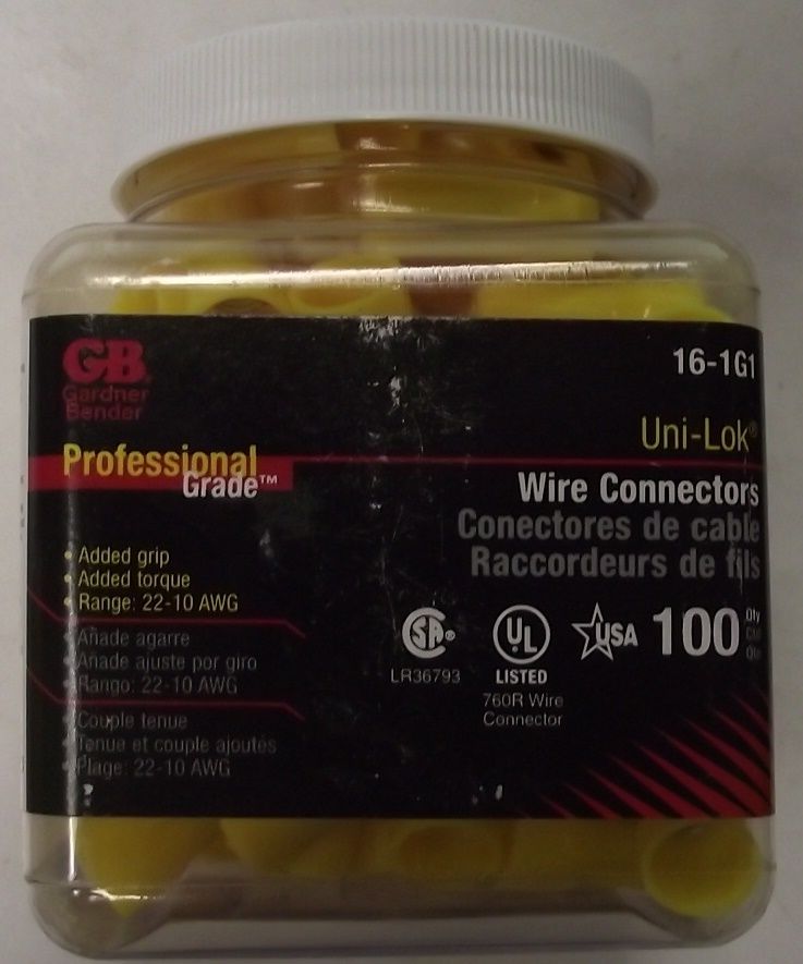 Gardner Bender 16-1G1 Yellow Uni-Lok Wire Connectors 100pc USA