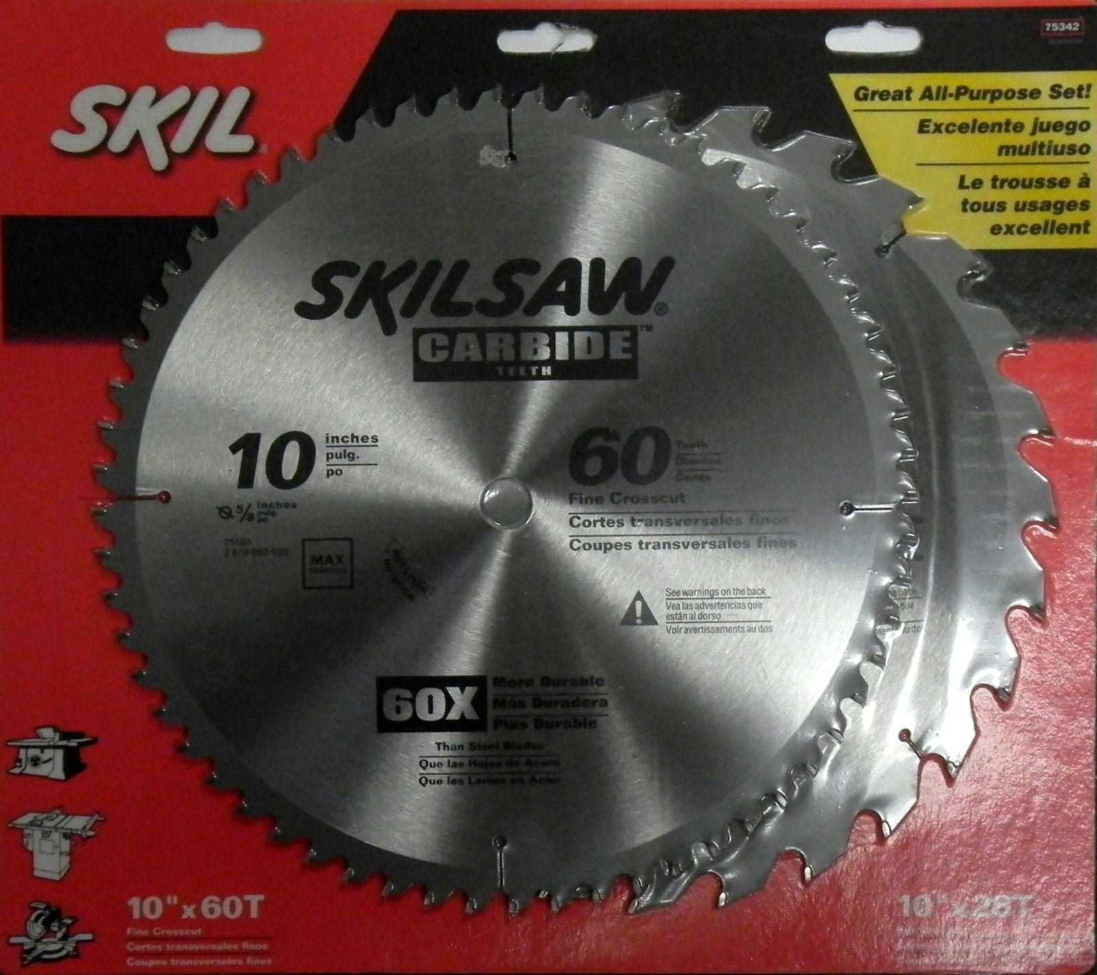 Skil 75342 10" x 60 & 10" x 28 Tooth Saw Carbide Blade