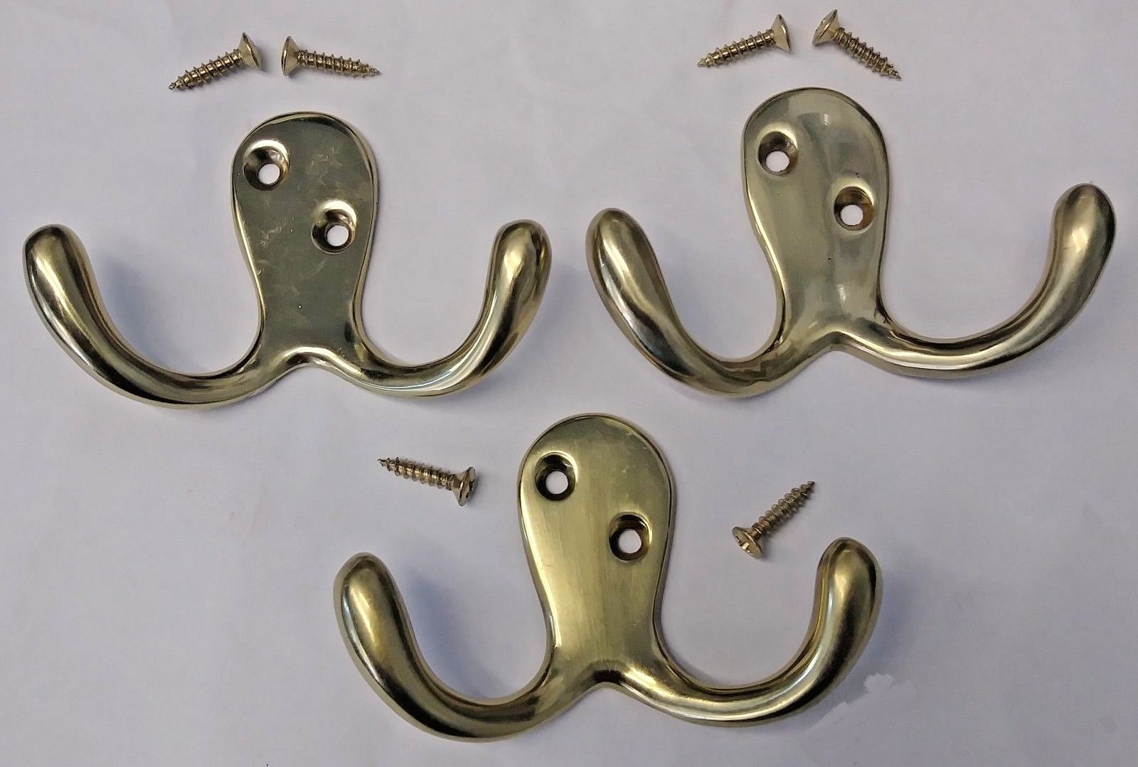 Brainerd 50357 Solid Brass 2 Prong Robe Hook (3 Packs)