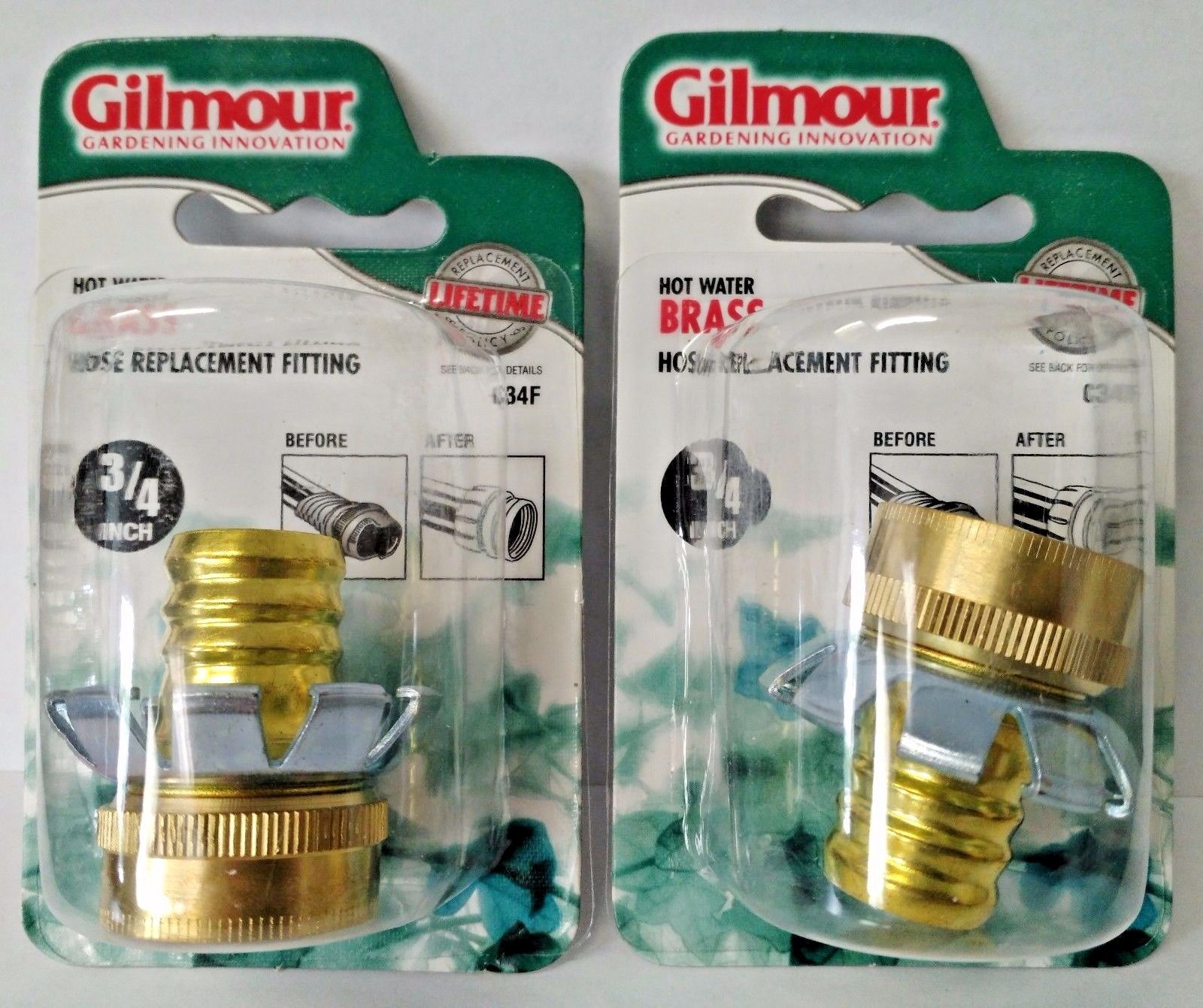 Gilmour 3/4 Hot Water Brass Hose Clinch Coupler Gilmour Hose Repair C34F 2PKS