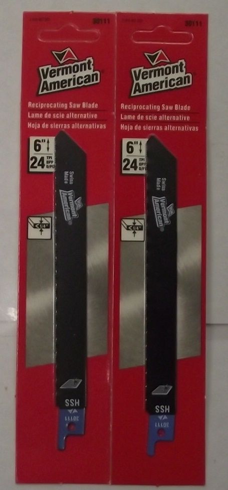Vermont American 30111 6" x 24 Tpi HSS Metal Cutting Recip Saw Blades 2pcs.