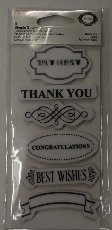 Fiskars 103320-1001 Teresa Collins Simple Stick Rubber Stamps Thank You Congrats