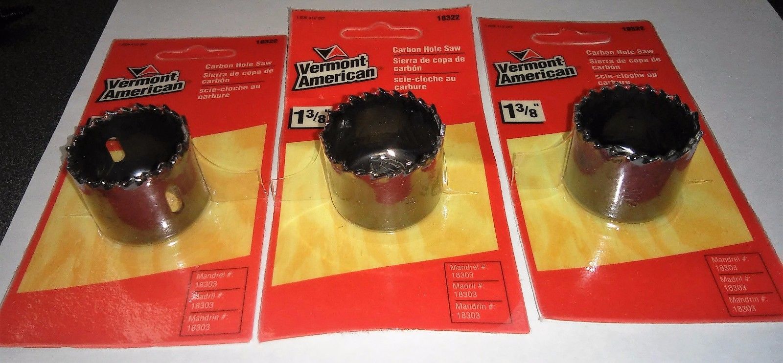 Vermont American #18322 1-3/8" Carbon Hole Saw (3pcs)