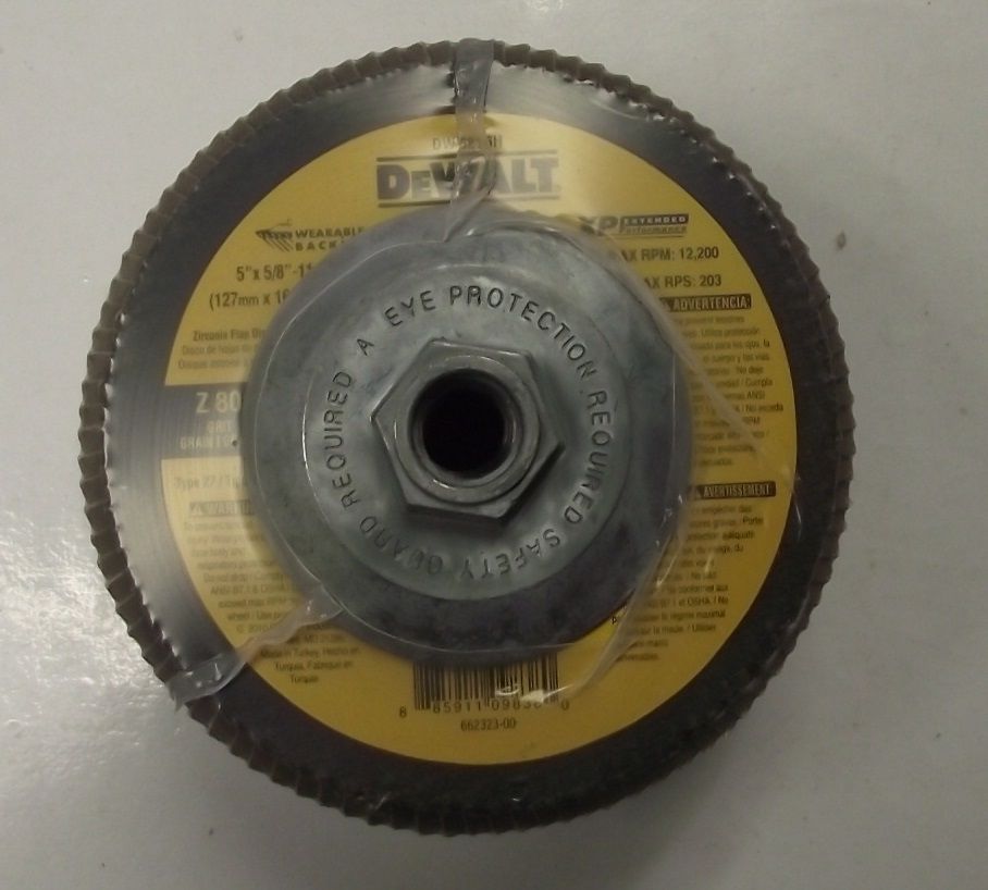 DEWALT DW8216H 5" x 5/8"-11 Z80 Grit T27 Flap Disc 5pcs.